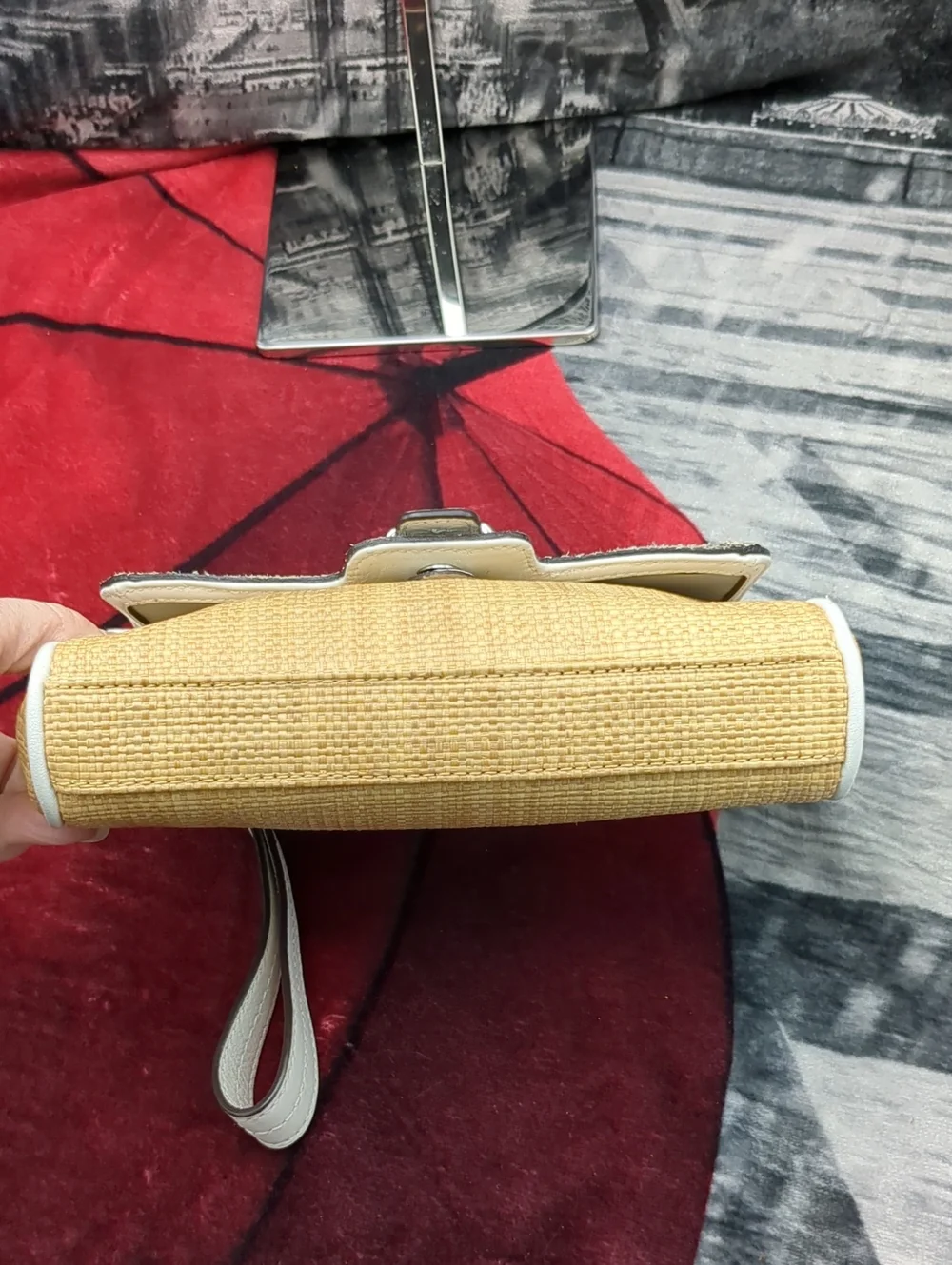 Coach Taylor City Natural Straw Python Leather Clutch Wristlet